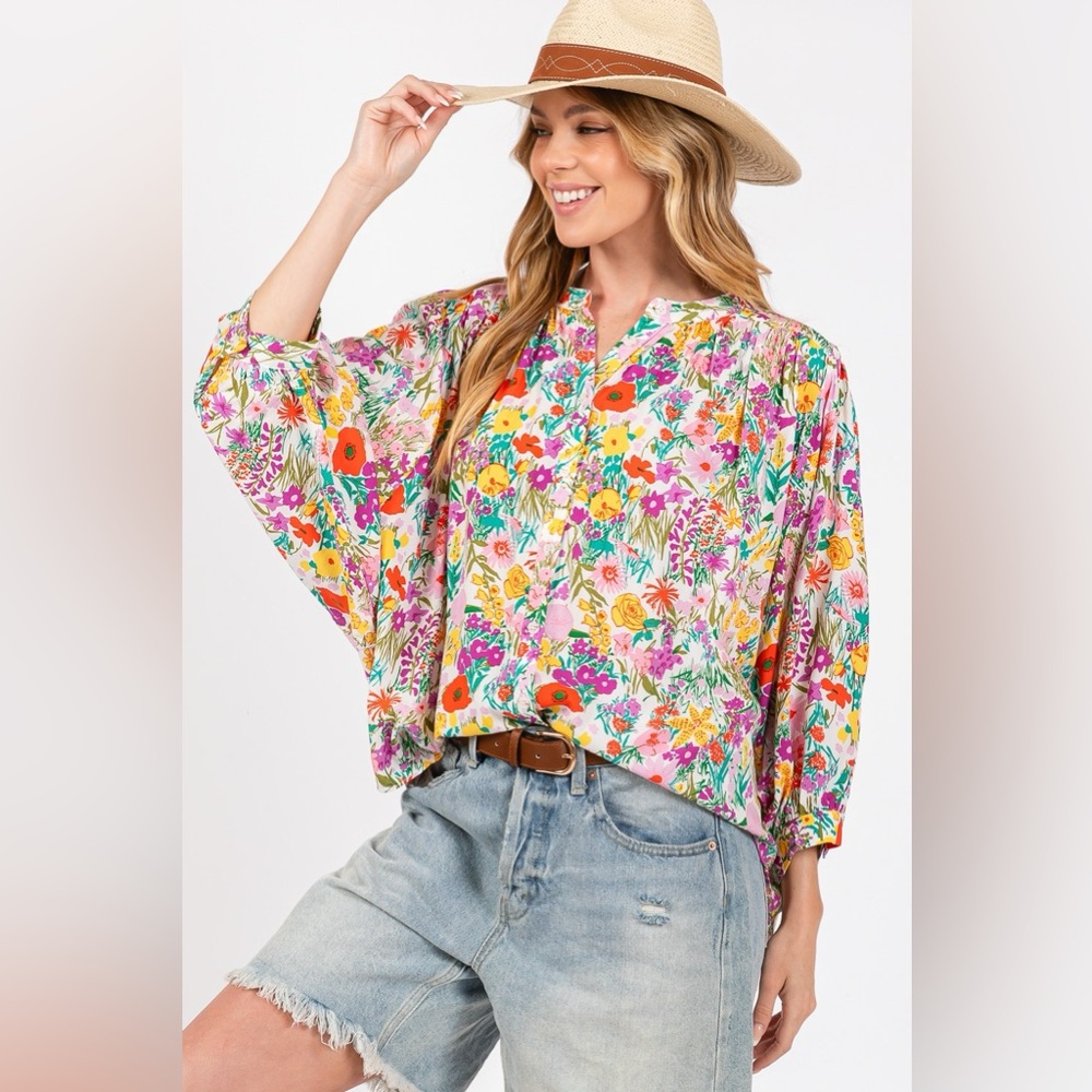 SAGE + FIG Button Down Floral Shirt